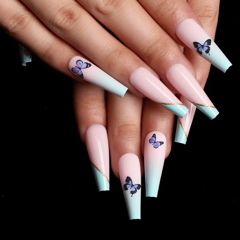 24pcs/box fake nails with glue