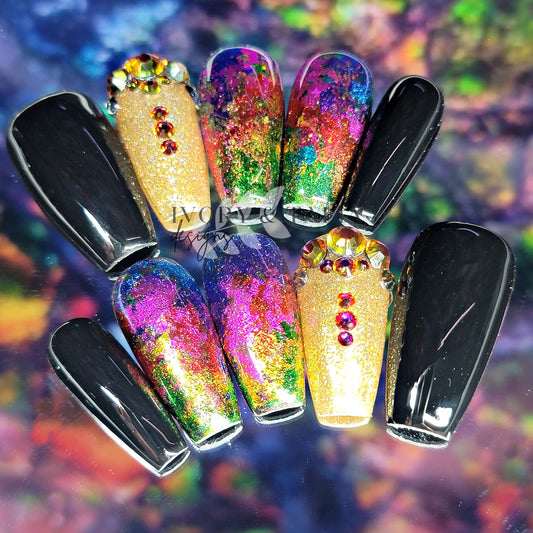 Ammolite Stone Press on Gel Nails (CDN)