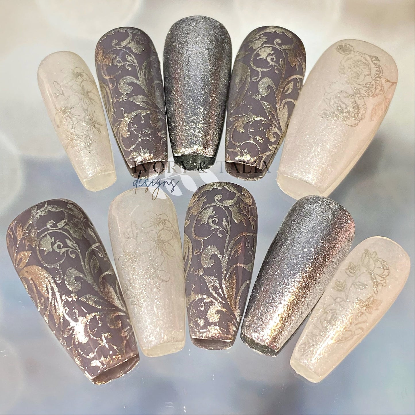 Wedding Swirls Press on Gel Nails ($CAD)
