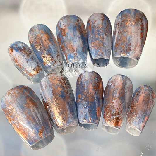 Weathered Denim Press on Gel Nails ($CAD)