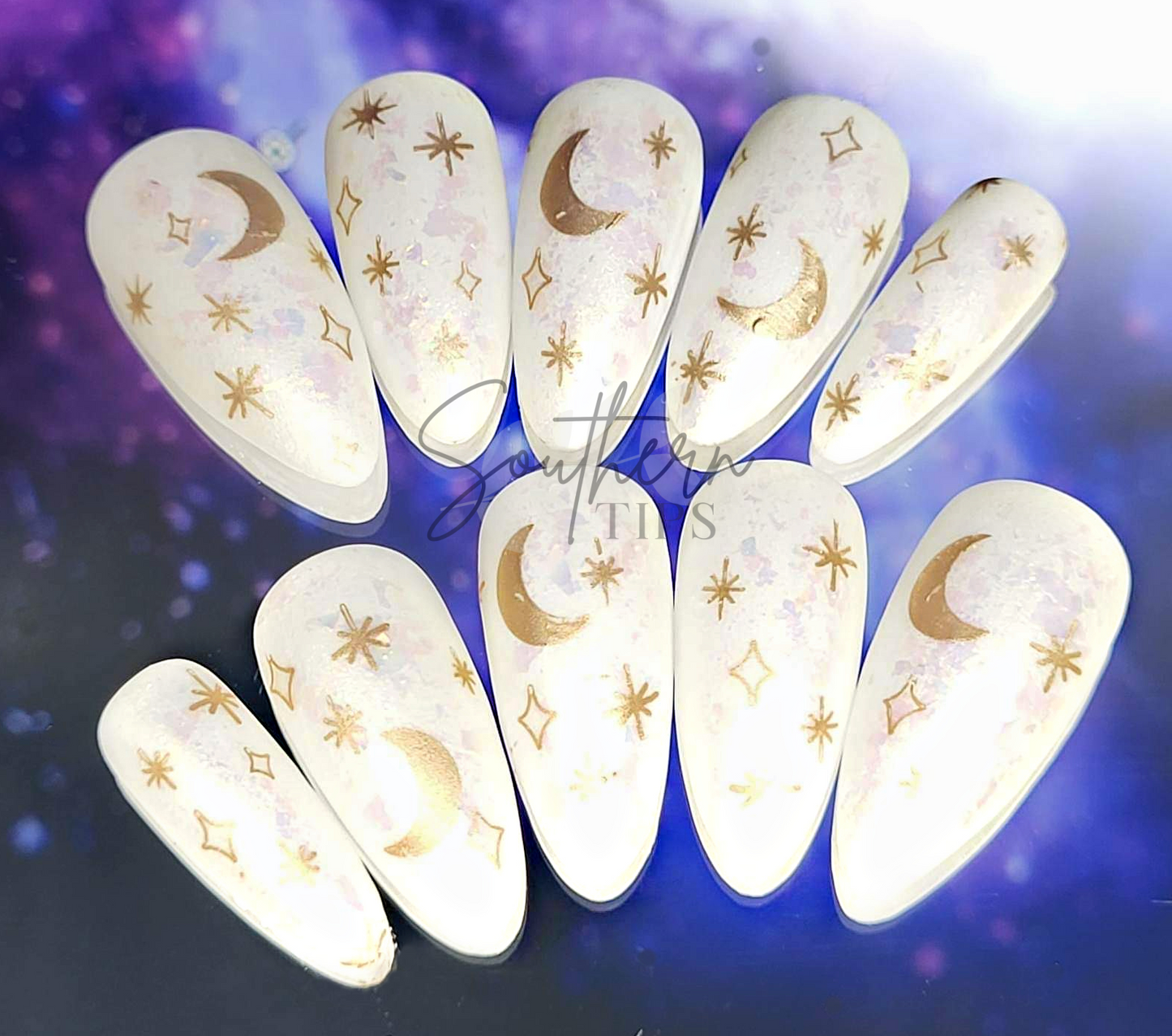 White Skies Press on Gel Nails ($CAD)