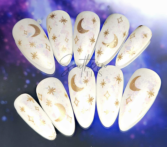 White Skies Press on Gel Nails ($CAD)