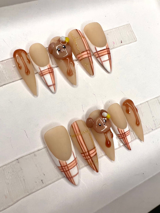 3D Breakfast Rilakuma Press on Nails