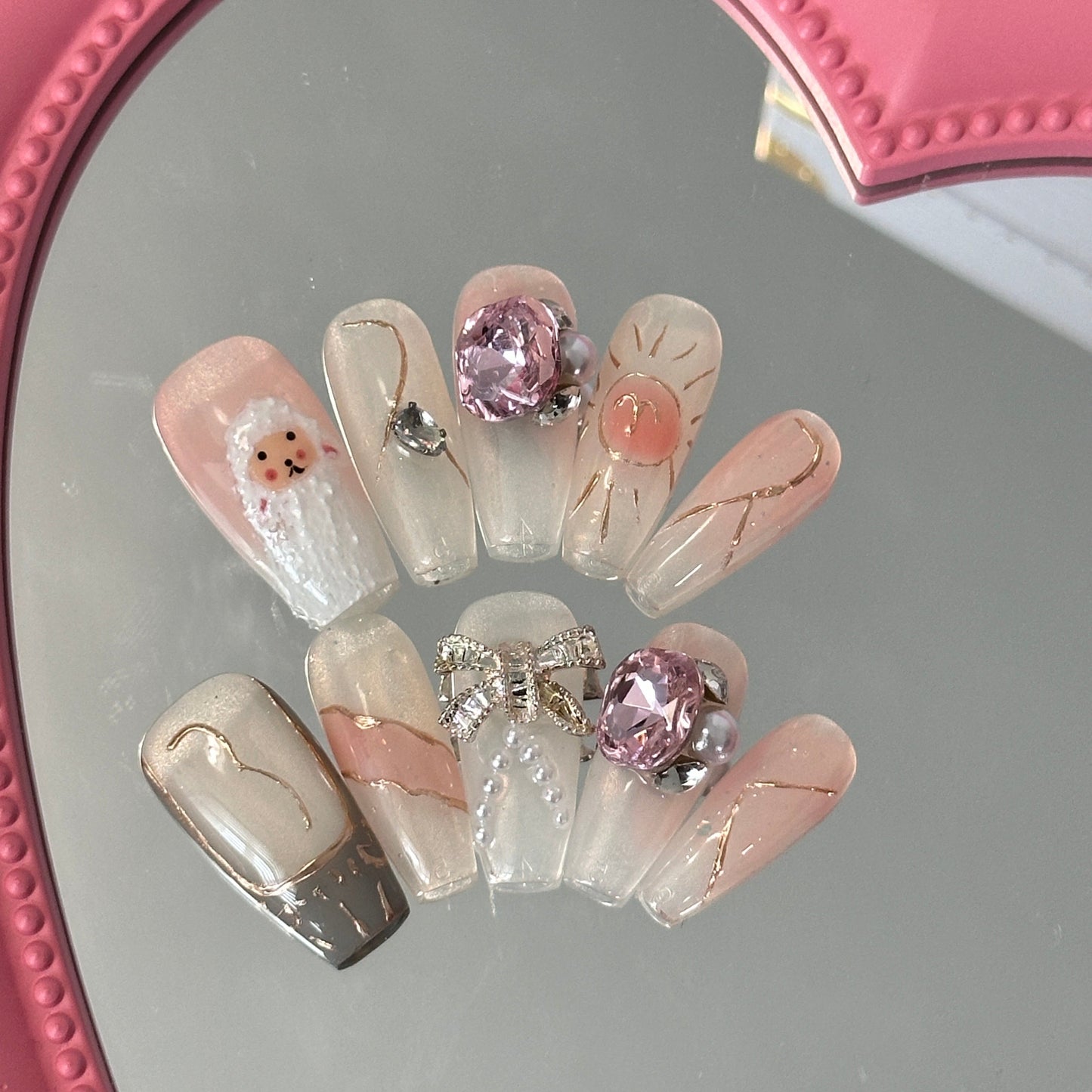 12 star sign press-on nails Aries