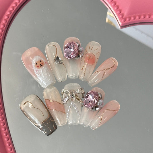 12 star sign press-on nails Aries