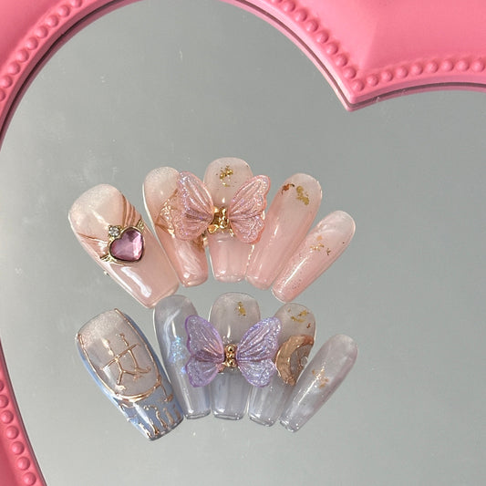 Y-Blossom 12 star sign press-on nails / Gemini