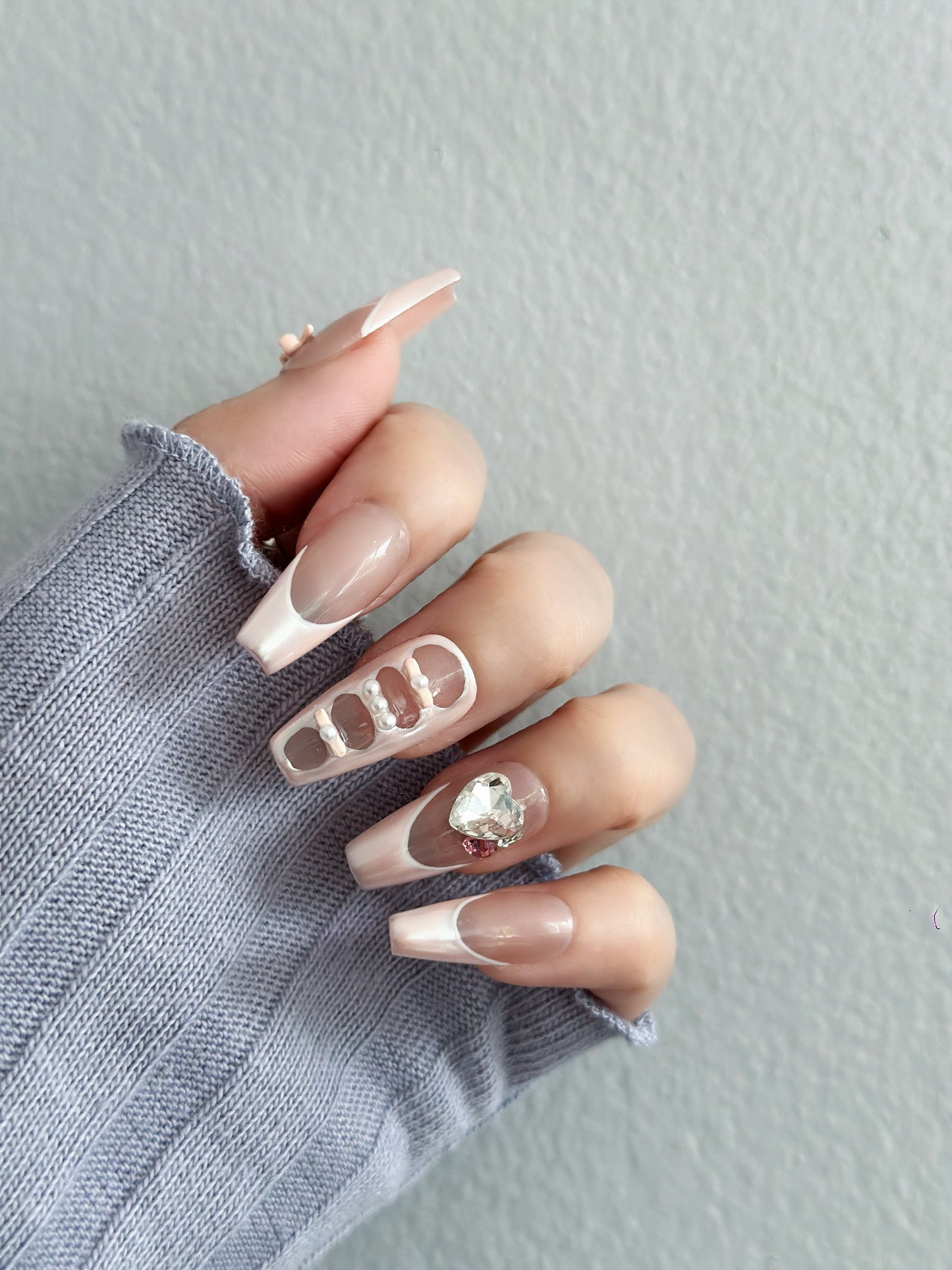 Y-Blossom Press on nails handmade pink bowl