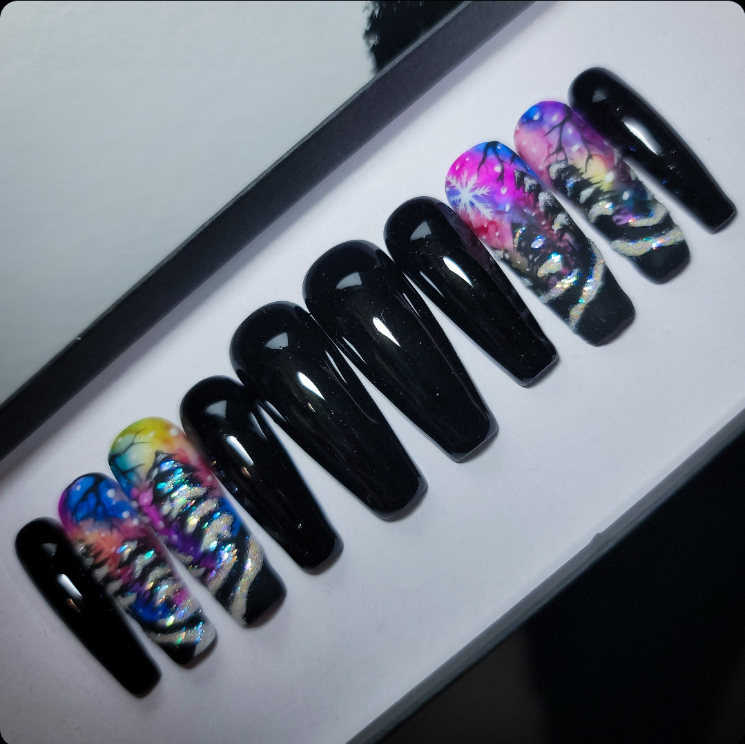 Winters Night Press on Nail Set