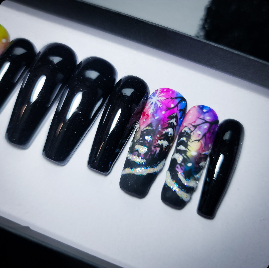 Winters Night Press on Nail Set