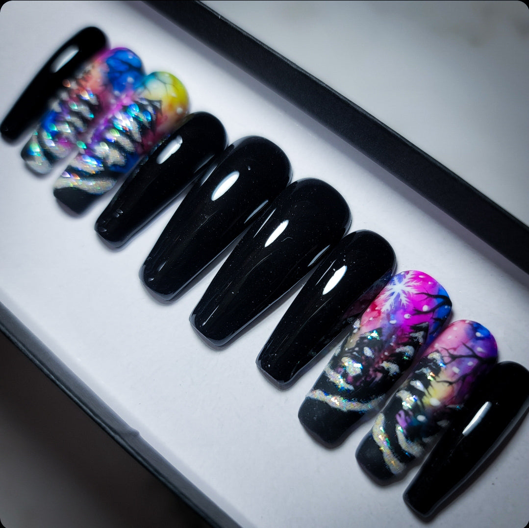 Winters Night Press on Nail Set