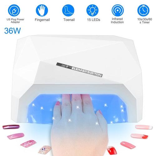 36W UV LED Lamp Nail Polish Dryer 15 LEDs Fingernail Toenail Gel - Zoter Shop
